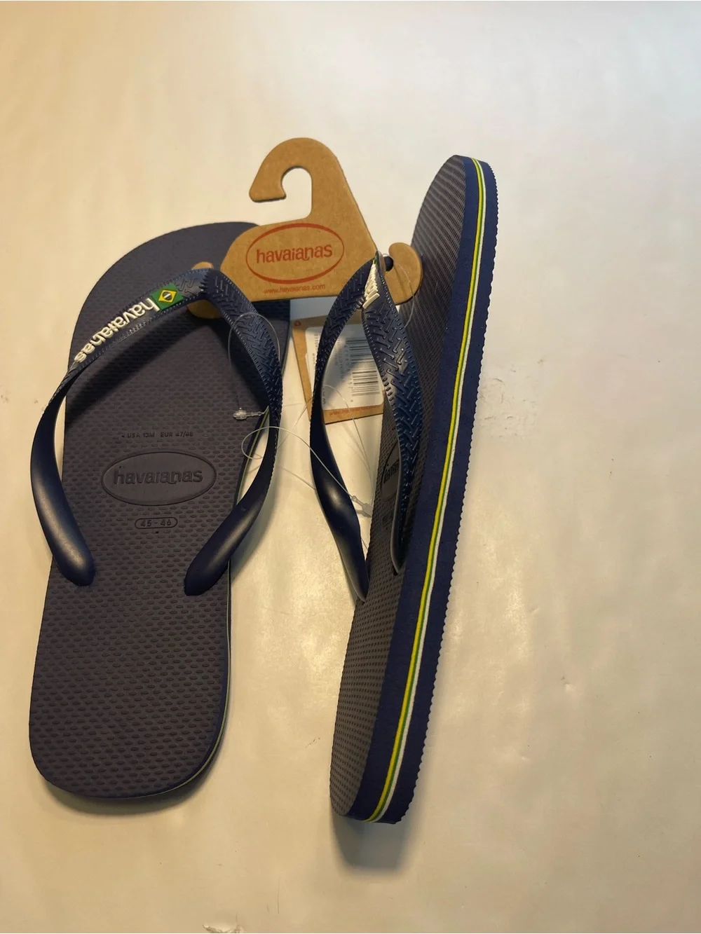 Havaianas Flip Flops Brazilian Flag Beach Summer Sandals Dark blue Men’s 13 New